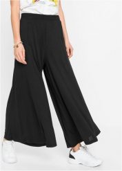 Spodnie culotte z dżerseju, z szerokimi nogawkami. Czarne spodnie materiałowe damskie bonprix, bez wzorów, z dżerseju. Za 149.99 zł.
