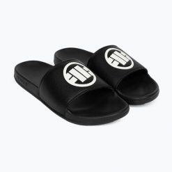 Klapki męskie Pitbull Logo. Czarne klapki męskie PITBULL, z materiału, eleganckie. Za 109.99 zł.
