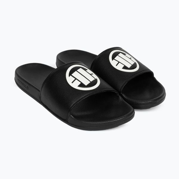 Klapki męskie Pitbull Logo. Czarne klapki męskie PITBULL, z materiału, eleganckie. Za 109.99 zł.