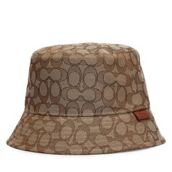 Kapelusz Coach. Brązowe czapki i kapelusze damskie Coach, bez wzorów. Za 319.99 zł.