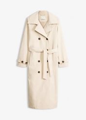 Trencz z podszewką. Brązowe płaszcze damskie bonprix, bez wzorów, eleganckie, bez kaptura. Za 229.99 zł.