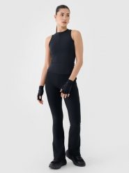 4F Legginsy z prążkowanej dzianiny damskie - czarne S. Czarne legginsy damskie 4f, s, bez wzorów, z dzianiny, z podwyższonym stanem, długie. W wyprzedaży za 99.99 zł.