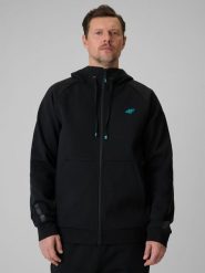 4F Bluza dresowa regular z kapturem męska - czarna L. Czarne bluzy męskie 4f, l, bez wzorów, z bawełny, z kapturem. Za 199.99 zł.