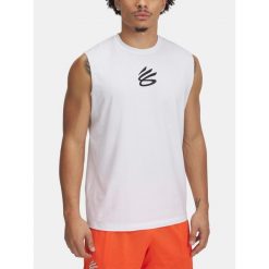 Koszulka koszykarska męska Under Armour Curry Tee. Białe koszulki sportowe męskie Under Armour, m, bez wzorów, bez kołnierzyka, bez ramiączek, do koszykówki. Za 129.99 zł.