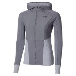 Damska bluza dresowa z kapturem Mizuno Active. Szare kurtki sportowe damskie Mizuno, bez wzorów, z dresówki, z kapturem, do biegania. Za 398.00 zł.