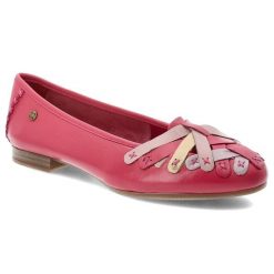 Baleriny damskie Maciejka, cholewka ze skóry naturalnej z dekoracyjnymi plecionymi paskami wsuwany fason zaokrąglony nosek, różowe, P7542-15/00-0. Czerwone półbuty damskie Maciejka, na lato, bez wzorów, ze skóry, bez obcasa, bez zapięcia. Za 209.00 zł.