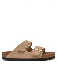 Birkenstock Klapki Arizona zamsz 1029260 Beżowy. Brązowe klapki damskie Birkenstock, bez wzorów, ze skóry, bez obcasa. Za 379.99 zł.