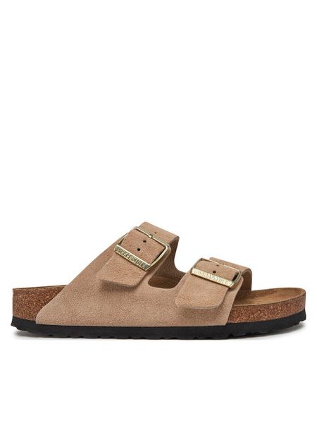 Birkenstock Klapki Arizona zamsz 1029260 Beżowy. Brązowe klapki damskie Birkenstock, bez wzorów, ze skóry, bez obcasa. Za 379.99 zł.