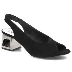 Czarne Sandały Damskie Chebello Eleganckie Obuwie. Czarne klapki damskie CheBello, bez wzorów, bez obcasa, na obcasie, bez zapięcia. Za 229.00 zł.