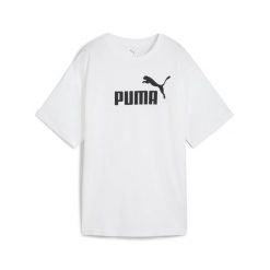 Damska luźna koszulka Essentials z logo No.1 PUMA White. Białe obuwie sportowe damskie Puma, bez wzorów, z gumy, na fitness i siłownię. W wyprzedaży za 74.00 zł.