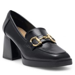 Półbuty Jenny Fairy. Czarne półbuty damskie Jenny Fairy, bez wzorów, bez obcasa, na obcasie, bez zapięcia. Za 135.99 zł.