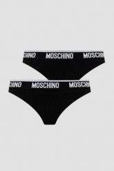 MOSCHINO Czarne damskie stringi dwupak, Rozmiar M. Czarne stringi damskie MOSCHINO, m, bez wzorów. W wyprzedaży za 224.99 zł.