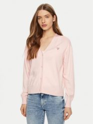 Guess Jeans Sweter W4BR16 Z3HO2 Różowy Regular Fit. Czerwone swetry damskie Guess Jeans, m, z aplikacjami, z jeansu, bez kołnierzyka, bez ramiączek, bez kaptura. Za 219.99 zł.