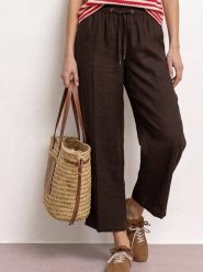 Street One Lniane spodnie Kobiety len (100%) brązowy, 40-26. Brązowe spodnie materiałowe damskie Street One, bez wzorów, ze lnu. Za 279.95 zł.