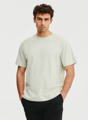 PAKO LORENTE – Oliwkowy t-shirt oversize. Zielone t-shirty męskie Pako Lorente, xl, bez wzorów, z bawełny, bez kołnierzyka. Za 69.99 zł.