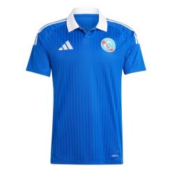 Koszulka domowa RC Strasbourg 2024/25. Niebieskie koszulki sportowe męskie Adidas, bez wzorów, bez kołnierzyka, bez ramiączek, do piłki nożnej. W wyprzedaży za 387.05 zł.