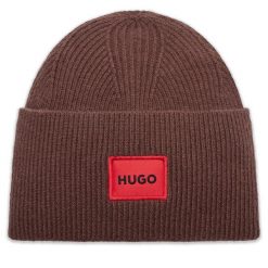 Czapka HUGO. Brązowe czapki i kapelusze męskie Hugo, na zimę, bez wzorów. Za 269.99 zł.