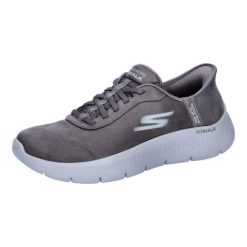 Buty SKECHERS GO WALK FLEX - MALI SLIP-INS Szary. Szare trampki i tenisówki damskie Skechers, bez wzorów, z tkaniny, casualowe, bez zapięcia. Za 368.20 zł.
