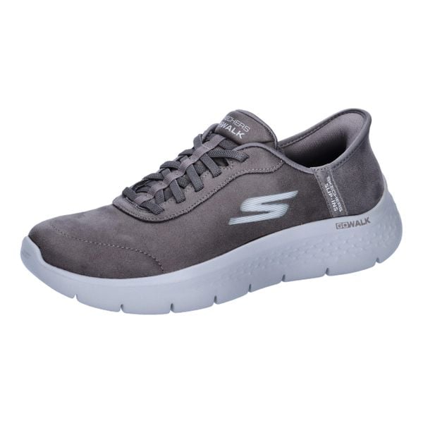 Buty SKECHERS GO WALK FLEX - MALI SLIP-INS Szary. Szare trampki i tenisówki damskie Skechers, bez wzorów, z tkaniny, casualowe, bez zapięcia. Za 368.20 zł.