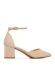 JENNY Czółenka CEO-SW25-5 02 Beżowy. Brązowe czółenka damskie Jenny, bez wzorów, z materiału, bez obcasa, bez zapięcia. Za 129.99 zł.