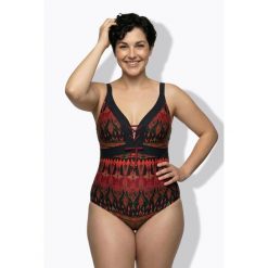 Damski Kostium kąpielowy wiązanie miękkie miseczki. Fioletowe kostiumy jednoczęściowe damskie Ulla Popken, plus size, bez wzorów, z elastanu, sportowe, plus size, do pływania. W wyprzedaży za 223.99 zł.
