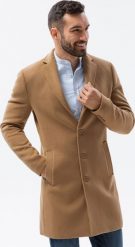 Ombre Płaszcz męski - camel C536 S. Brązowe płaszcze męskie Ombre, m, bez wzorów, bez kaptura. Za 459.99 zł.