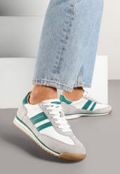 Biało-Szare Sneakersy Klasyczne Tenisówki ze Skórzaną Wkładką i Zamszem Naturalnym Tilritia. Białe trampki i tenisówki damskie Born2be, bez wzorów, z jeansu, klasyczne, bez zapięcia. Za 179.99 zł.