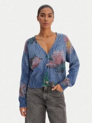 Desigual Kardigan 26SWJF19 Niebieski Regular Fit. Niebieskie kardigany damskie Desigual, xs, bez wzorów, z bawełny. Za 489.99 zł.