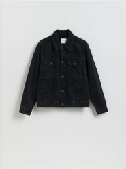 Jeansowa kurtka - czarny. Czarne kurtki męskie Reserved, l, bez wzorów, z denimu, bez kaptura. Za 169.99 zł.