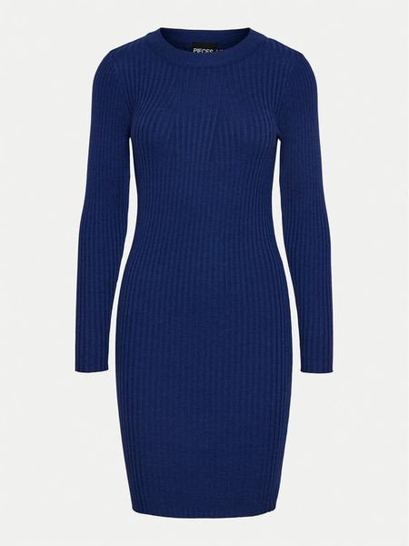 Pieces Sukienka dzianinowa Crista 17115048 Niebieski Slim Fit. Niebieskie sukienki damskie Pieces, xxl, bez wzorów, z dzianiny, bez kołnierzyka, bez ramiączek. Za 99.99 zł.
