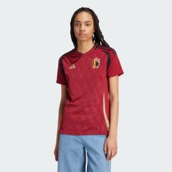 Koszulka Belgium 24 Home. Brązowe koszulki sportowe damskie Adidas, l, bez wzorów, z materiału, eleganckie, bez kołnierzyka. Za 449.00 zł.