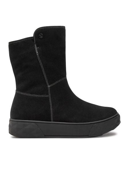 Caprice Botki 9-26403-43 Czarny. Czarne botki damskie Caprice, ze skóry, bez obcasa, na płaskiej podeszwie, bez zapięcia. Za 599.99 zł.