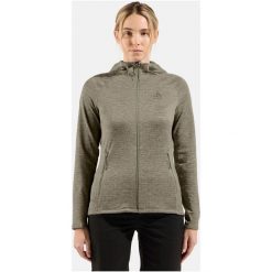 Bluza damska Odlo TENCIA Mid layer hoody full zip. Szare bluzy damskie Odlo, l, bez wzorów, z polaru, z kapturem. Za 479.99 zł.