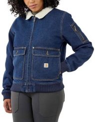 Carhartt Damska Kurtka Carhartt Rugged Denim Sherpa Beech. Kurtki damskie Carhartt, bez wzorów, z denimu, bez kaptura. Za 416.74 zł.