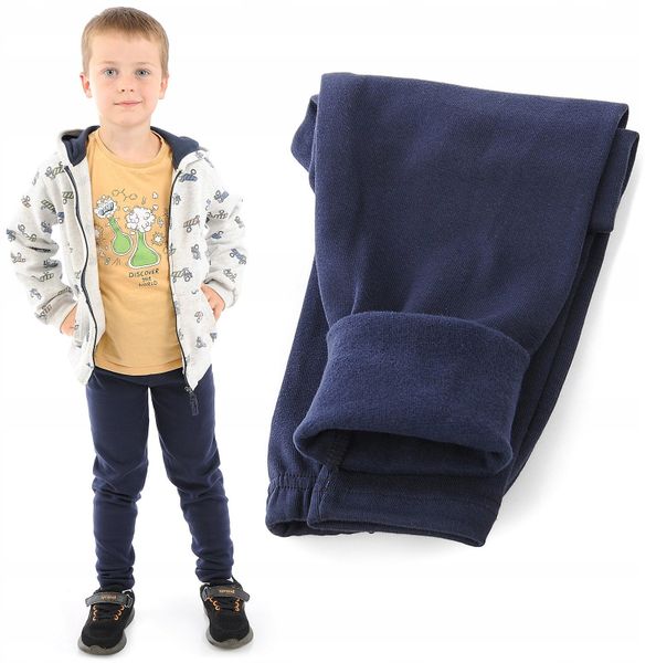 Ocieplane elastyczne Legginsy chłopięce Bawełniane Spodnie Granatowe 122. Spodnie materiałowe dla chłopców LAEMI, bez wzorów, z bawełny. Za 33.99 zł.