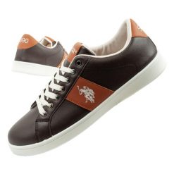 Buty trampki sneakersy męskie U.S. Polo Assn. Brązowe trampki męskie U.S. Polo Assn., bez wzorów, eleganckie, bez zapięcia. Za 169.00 zł.