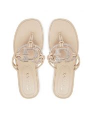 Guess Japonki FLJSM2 SAT21 Beżowy. Brązowe klapki damskie Guess, z aplikacjami, ze skóry, bez obcasa. Za 589.99 zł.