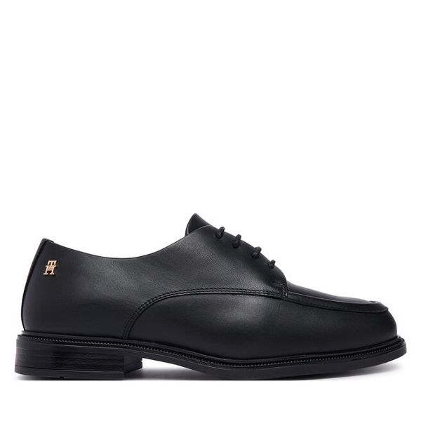 Oxfordy Tommy Hilfiger. Czarne półbuty damskie Tommy Hilfiger, bez wzorów, bez obcasa, bez zapięcia. Za 584.99 zł.
