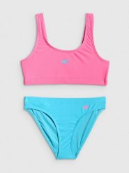 4F Kostium kąpielowy dwuczęściowy dziewczęcy - multikolor 146/152 (10-12 lat). Stroje kąpielowe dla dziewczynek 4f, bez wzorów. Za 69.99 zł.