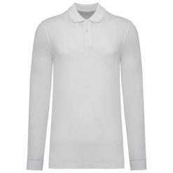 Koszulka polo z długim rękawem pique Kariban Bio180. Białe bluzki z długim rękawem męskie KARIBAN, m, bez wzorów, z bawełny, bez ramiączek. Za 145.50 zł.