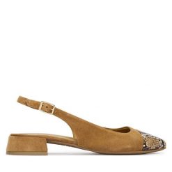 Czółenka Tamaris. Brązowe czółenka damskie Tamaris, bez wzorów, bez obcasa, bez zapięcia. Za 369.99 zł.