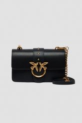 PINKO Czarna kopertówka Love One Mini St. Cl Vitello Seta. Czarne kopertówki damskie Pinko, bez wzorów, ze skóry, eleganckie, bez dodatków. W wyprzedaży za 1,059.99 zł.