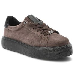 Sneakersy damskie Filippo o sznurowanym fasonie z zamszową cholewką kontrastowymi detalami i grubą platformą brązowo-czarne, DP6119/26 BR BK. Brązowe półbuty damskie Filippo, bez wzorów, z jeansu, eleganckie, bez obcasa, na platformie, bez zapięcia. Za 209.00 zł.