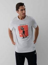 4F T-shirt regular z nadrukiem męski 4F | Mateusz Gamrot - szary XXL. Szare koszulki sportowe męskie 4f, l, z aplikacjami, z bawełny, klasyczne, bez kołnierzyka. Za 129.99 zł.