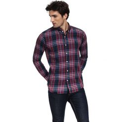 Koszula w kolorze granatowo-bordowym. Czerwone koszule męskie marki Javier Larrainzar, w kratkę, button down. W wyprzedaży za 97.95 zł.