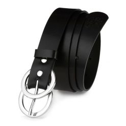 Beltimore skórzany pasek damski srebrne koła modny D51 : Kolory - czarny, Rozmiar pasków - r.115-130 cm. Czarne paski damskie bez wzorów, klasyczne. Za 46.90 zł.