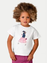 Mayoral T-Shirt 3011 Biały Regular Fit. Białe t-shirty i topy dla dziewczynek Mayoral, bez wzorów, z bawełny, bez ramiączek. Za 89.99 zł.