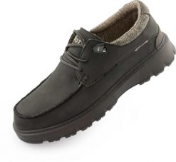 Buty męskie Woz Ringo 1 czarne. Czarne eleganckie półbuty Erima, z gumy, eleganckie, bez zapięcia. Za 212.99 zł.