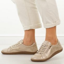 Złote skórzane półbuty damskie barefoot M.Daszyński Ol38-4. Żółte półbuty damskie M.Daszyński, na jesień, bez wzorów, z jeansu, klasyczne, bez obcasa, na płaskiej podeszwie, bez zapięcia. W wyprzedaży za 206.10 zł.