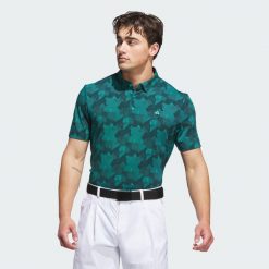 Koszulka Go-To Printed Polo. Niebieskie buty sportowe męskie Adidas, m, bez wzorów, z materiału, bez kołnierzyka, bez ramiączek, na golfa. Za 299.00 zł.